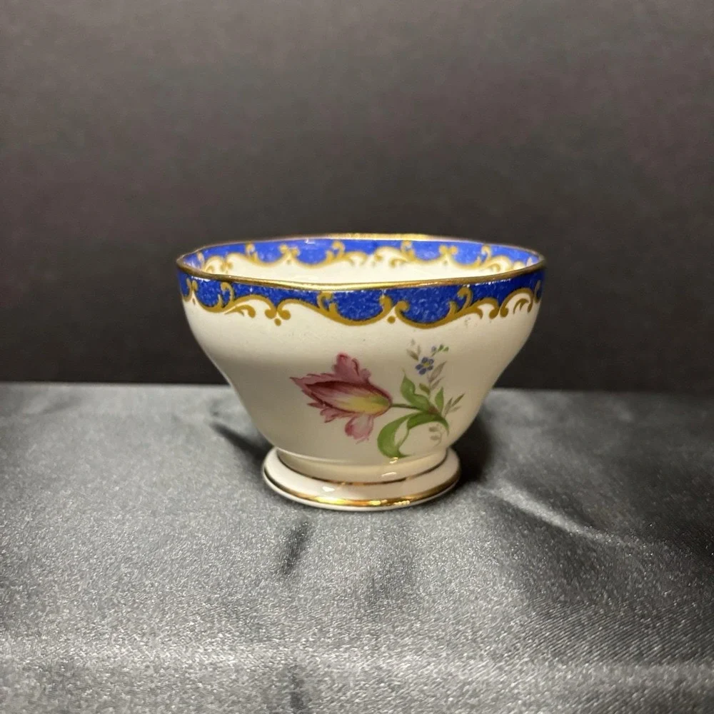 Bell China Narcissus Small Bowl Sugar‎ Bowl Vintage Blue
